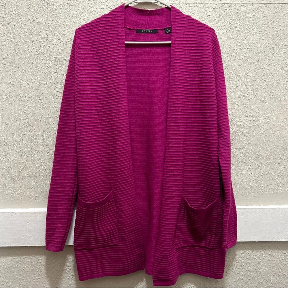 Cyrus Magenta Open Front Cardigan Small